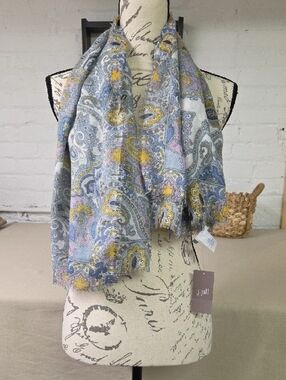 J. Jill Paisley Floral Scarf in Blue, Yellow & Pink NWT